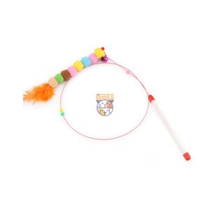 اسباب بازی میله ای فنری گربه توپک پردار زنگوله ای