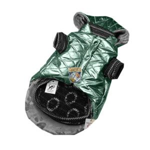 پافر سگ و گربه کلاه دکمه ای سبز نقره ای